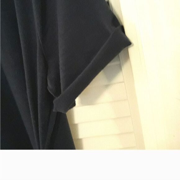 Navy drape tie waist short sleeve dress - Picture 3 of 4